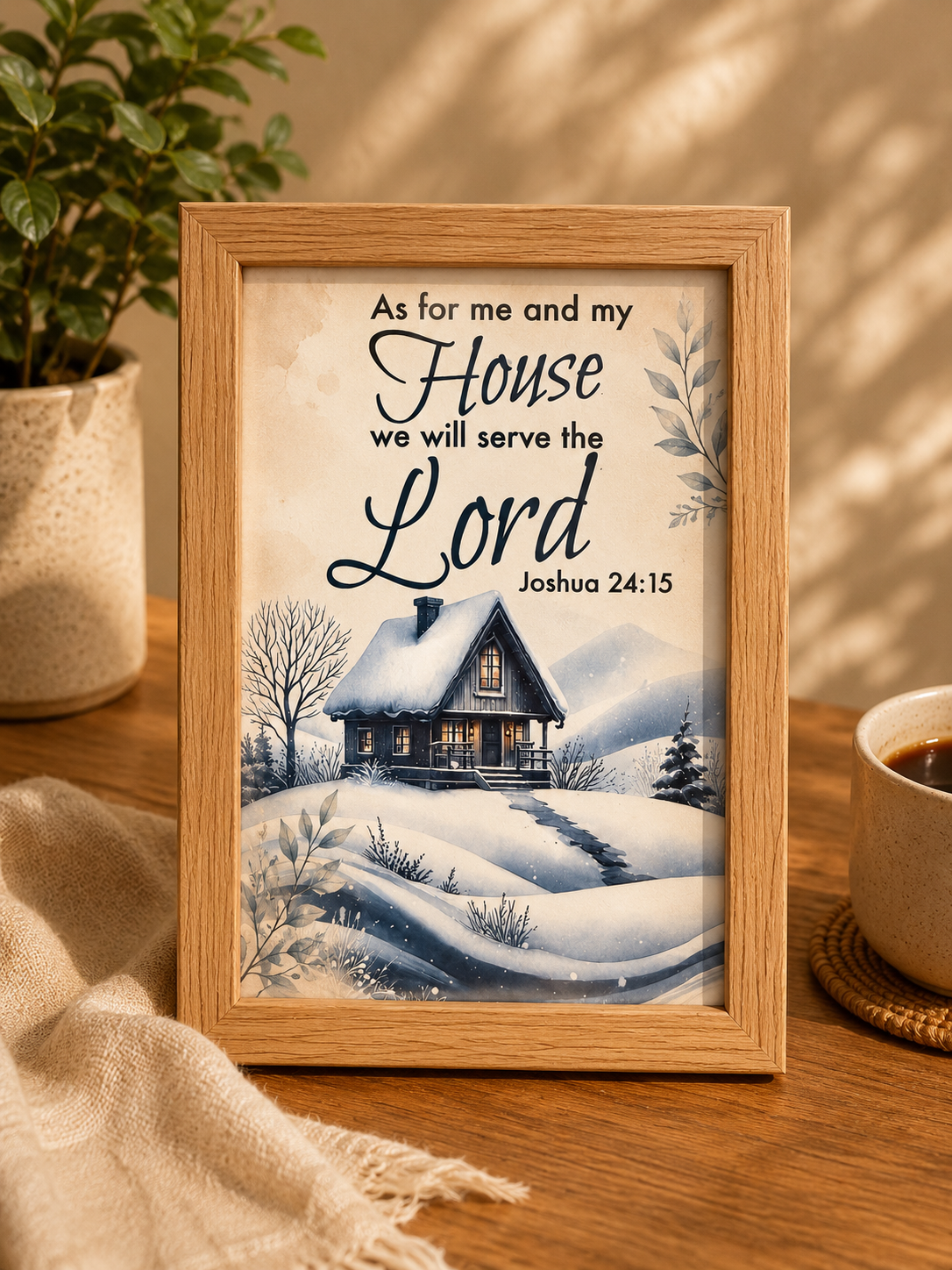 n): "As For Me and My House We Will Serve The Lord" 4x6 inch Framed Art Print – Joshua 24:15