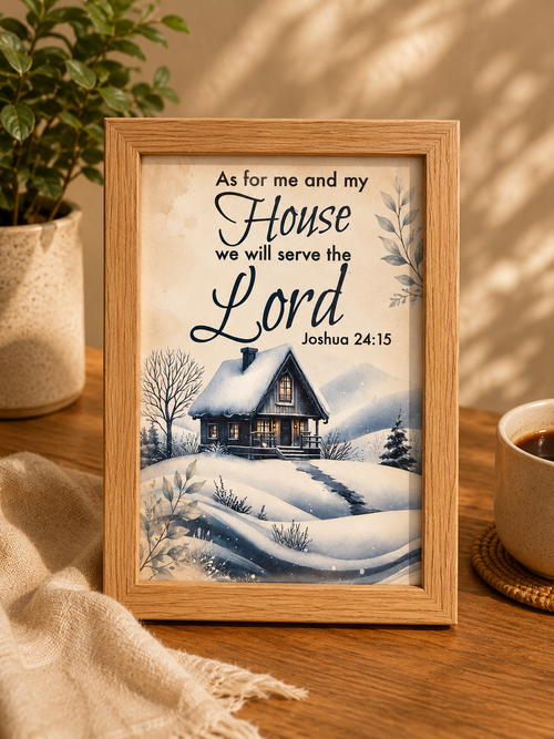 "As For Me and My House We Will Serve The Lord" 4x6 inch Framed Art Print – Joshua 24:15