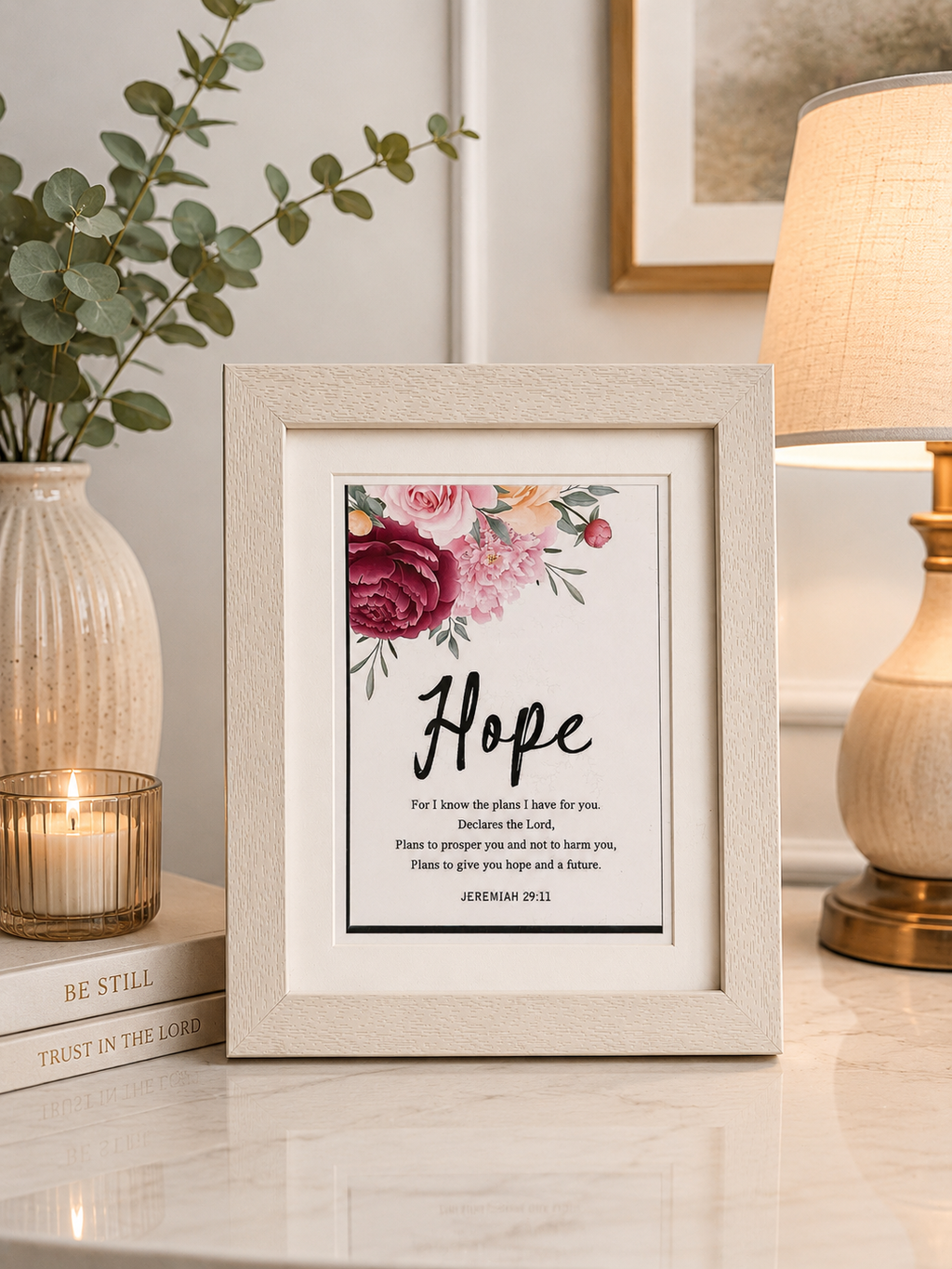 Floral Jeremiah 29:11 Scripture Art Print & Frame of 7x5 inch