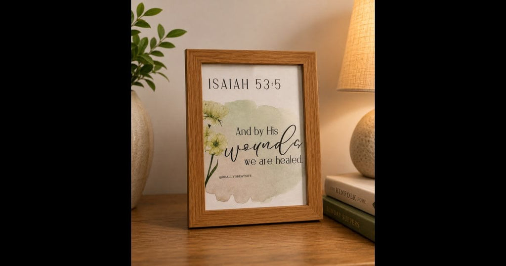 Bible verse printed in a 4X6 inch Wooden frame. Suitable for table top or wall hanging.