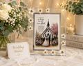 Wedding Wishes Floral Glass Frame – 8 × 6 inch | Elegant Wedding Keepsake, shown in bright and warm lighting.