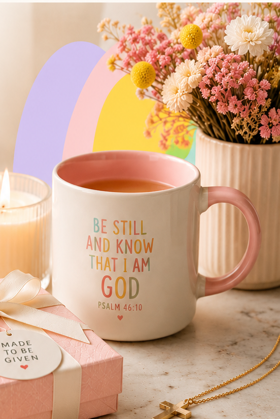 Christian gifts with flowers, candle and gift box